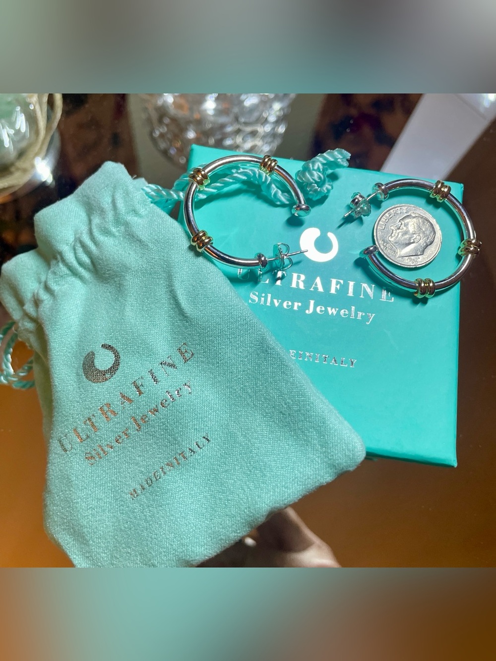 UltraFine Genuine 950 Silver Station Hoop
Earrings. NWT. The perfect hoops! - Picture 5 of 7